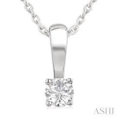 1/10 Ctw Prong Set Round Cut Diamond Solitaire Pendant With Chain in 14K White Gold 1/10 Ctw Prong Set Round Cut Diamond Solitaire Pendant With Chain in 14K White Gold
