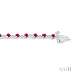 2.5 MM Round Cut Ruby and 1/2 Ctw Round Cut Diamond Precious Bracelet in 10K White Gold 2.5 MM Round Cut Ruby and 1/2 Ctw Round Cut Diamond Precious Bracelet in 10K White Gold