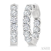 3 Ctw Inside-Out Embellished Round Cut Diamond Hoop Earrings in 14K White Gold