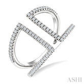1/3 Ctw Geometric Wide Split Lightweight Round Cut Diamond Open Fashion Ring in 10K White Gold