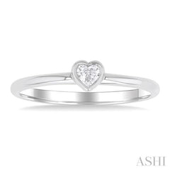 1/6 Ctw Petite Bezel Set Heart Shape Diamond Fashion Ring in 10K White Gold 1/6 Ctw Petite Bezel Set Heart Shape Diamond Fashion Ring in 10K White Gold