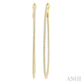 1 Ctw Inside & Outside Round Cut Diamond Hoop Earrings in 14K Yellow Gold
