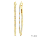 1/2 Ctw Inside & Outside Round Cut Diamond Hoop Earrings in 14K Yellow Gold