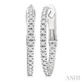 1/6 Ctw Inside & Outside Round Cut Diamond Hoop Earring in 10K White Gold