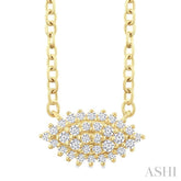1/6 Ctw Petite East-West Set Marquise Shape Round Cut Diamond Cluster Fashion Pendant With Chain in 10K Yellow Gold