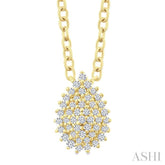 1/6 Ctw Petite Pear Shape Round Cut Diamond Cluster Fashion Pendant With Chain in 10K Yellow Gold