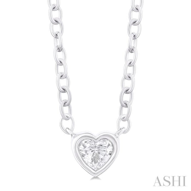 1/6 Ctw Petite Bezel Set Heart Shape Diamond Fashion Pendant With Chain in 10K White Gold 1/6 Ctw Petite Bezel Set Heart Shape Diamond Fashion Pendant With Chain in 10K White Gold