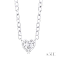 1/6 Ctw Petite Bezel Set Heart Shape Diamond Fashion Pendant With Chain in 10K White Gold 1/6 Ctw Petite Bezel Set Heart Shape Diamond Fashion Pendant With Chain in 10K White Gold