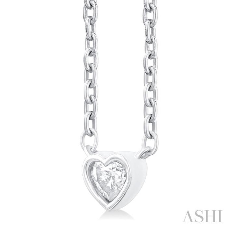 1/6 Ctw Petite Bezel Set Heart Shape Diamond Fashion Pendant With Chain in 10K White Gold 1/6 Ctw Petite Bezel Set Heart Shape Diamond Fashion Pendant With Chain in 10K White Gold