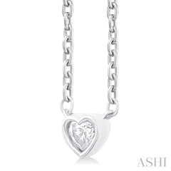 1/6 Ctw Petite Bezel Set Heart Shape Diamond Fashion Pendant With Chain in 10K White Gold 1/6 Ctw Petite Bezel Set Heart Shape Diamond Fashion Pendant With Chain in 10K White Gold
