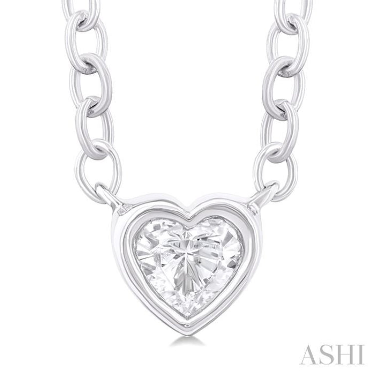 1/6 Ctw Petite Bezel Set Heart Shape Diamond Fashion Pendant With Chain in 10K White Gold 1/6 Ctw Petite Bezel Set Heart Shape Diamond Fashion Pendant With Chain in 10K White Gold