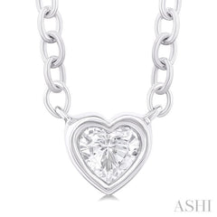 1/6 Ctw Petite Bezel Set Heart Shape Diamond Fashion Pendant With Chain in 10K White Gold 1/6 Ctw Petite Bezel Set Heart Shape Diamond Fashion Pendant With Chain in 10K White Gold