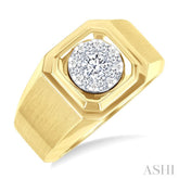 1/2 Ctw Lovebright Two-Tone Round Cut Diamond Men's Ring in 10K Yellow and White Gold