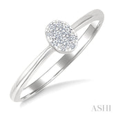 1/10 Ctw Lovebright Petite Oval Shape Round Cut Diamond Fashion Ring in 10K White Gold