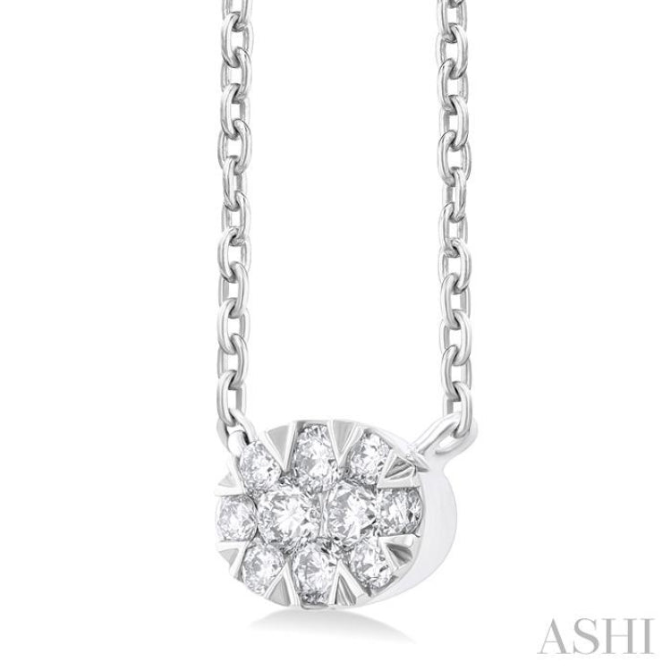 1/10 Ctw Lovebright Petite East-West Set Oval Shape Round Cut Diamond Fashion Pendant With Chain in 10K White Gold 1/10 Ctw Lovebright Petite East-West Set Oval Shape Round Cut Diamond Fashion Pendant With Chain in 10K White Gold