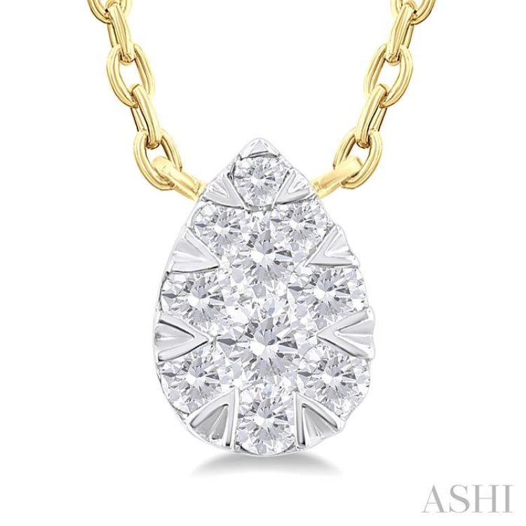 1/10 Ctw Lovebright Petite Pear Shape Round Cut Diamond Fashion Pendant With Chain in 10K Yellow Gold 1/10 Ctw Lovebright Petite Pear Shape Round Cut Diamond Fashion Pendant With Chain in 10K Yellow Gold