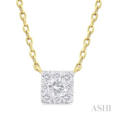 1/10 Ctw Lovebright Petite Square Shape Round Cut Diamond Fashion Pendant With Chain in 10K Yellow Gold