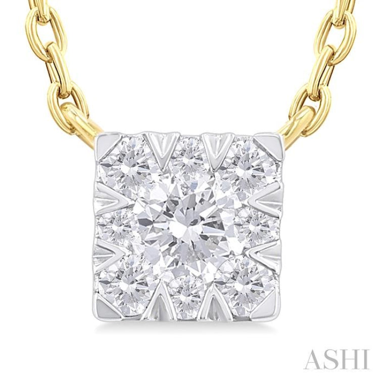 1/10 Ctw Lovebright Petite Square Shape Round Cut Diamond Fashion Pendant With Chain in 10K Yellow Gold 1/10 Ctw Lovebright Petite Square Shape Round Cut Diamond Fashion Pendant With Chain in 10K Yellow Gold