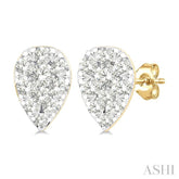1/6 Ctw Lovebright Petite Pear Shape Round Cut Diamond Fashion Stud Earring in 10K Yellow Gold