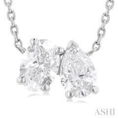 3/4 Ctw Toi Et Moi Oval and Pear Cut Diamond Pendant in 14K White Gold 3/4 Ctw Toi Et Moi Oval and Pear Cut Diamond Pendant in 14K White Gold