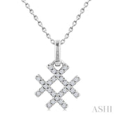 1/10 Ctw Petite Hashtag Motif Round Cut Diamond Fashion Pendant With Chain in 10K White Gold