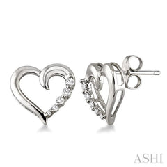 1/8 ctw Round Cut Diamond Journey Earrings in 14K White Gold 1/8 ctw Round Cut Diamond Journey Earrings in 14K White Gold