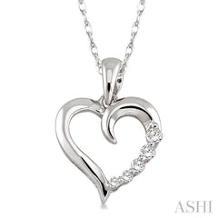 1/10 Ctw Round Cut Diamond Heart Shape Journey Pendant in 14K White Gold with Chain 1/10 Ctw Round Cut Diamond Heart Shape Journey Pendant in 14K White Gold with Chain