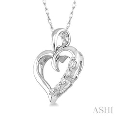 1/10 Ctw Round Cut Diamond Heart Shape Journey Pendant in 14K White Gold with Chain 1/10 Ctw Round Cut Diamond Heart Shape Journey Pendant in 14K White Gold with Chain