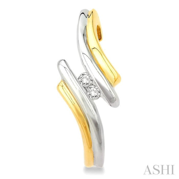 1/10 Ctw Two Tone Abstract Art 2Stone Round Cut Diamond Earrings in 10K Yellow Gold With Rhodium 1/10 Ctw Two Tone Abstract Art 2Stone Round Cut Diamond Earrings in 10K Yellow Gold With Rhodium