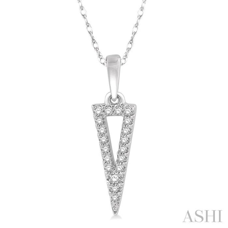 1/10 Ctw Hollow Center Inverted Triangle Round Cut Diamond Pendant in 10K White Gold 1/10 Ctw Hollow Center Inverted Triangle Round Cut Diamond Pendant in 10K White Gold
