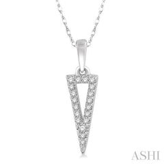 1/10 Ctw Hollow Center Inverted Triangle Round Cut Diamond Pendant in 10K White Gold 1/10 Ctw Hollow Center Inverted Triangle Round Cut Diamond Pendant in 10K White Gold