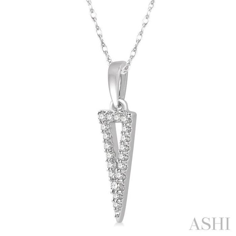 1/10 Ctw Hollow Center Inverted Triangle Round Cut Diamond Pendant in 10K White Gold 1/10 Ctw Hollow Center Inverted Triangle Round Cut Diamond Pendant in 10K White Gold