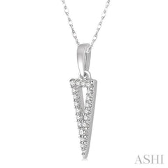 1/10 Ctw Hollow Center Inverted Triangle Round Cut Diamond Pendant in 10K White Gold 1/10 Ctw Hollow Center Inverted Triangle Round Cut Diamond Pendant in 10K White Gold
