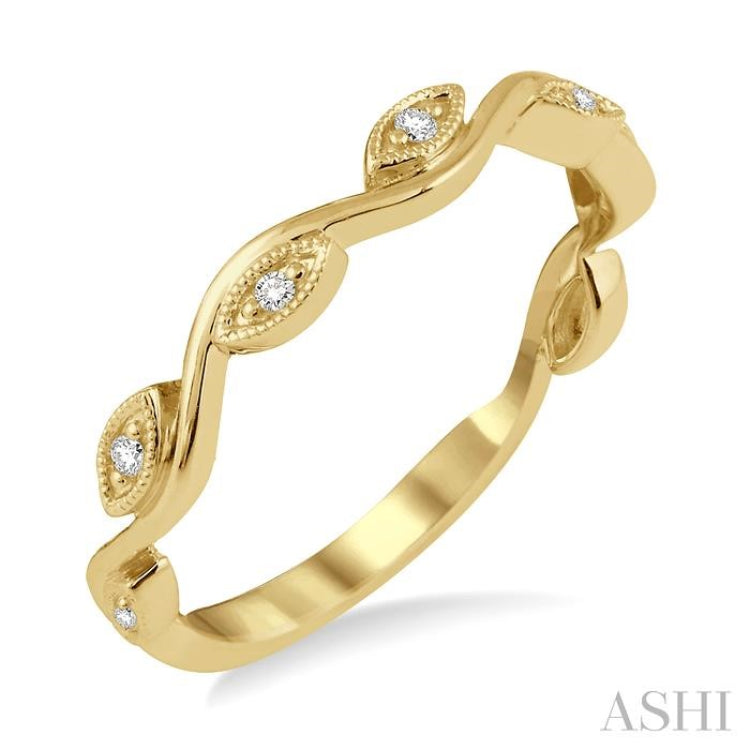 1/20 Ctw Marquise Shape Round Cut Diamond Stackable Band in 14K Yellow Gold 1/20 Ctw Marquise Shape Round Cut Diamond Stackable Band in 14K Yellow Gold