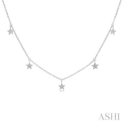1/10 Ctw Star Charm Round Cut Diamond Station Necklace in 14K White Gold 1/10 Ctw Star Charm Round Cut Diamond Station Necklace in 14K White Gold