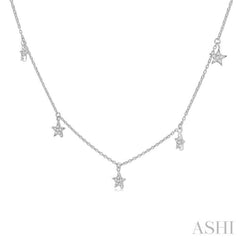 1/10 Ctw Star Charm Round Cut Diamond Station Necklace in 14K White Gold 1/10 Ctw Star Charm Round Cut Diamond Station Necklace in 14K White Gold