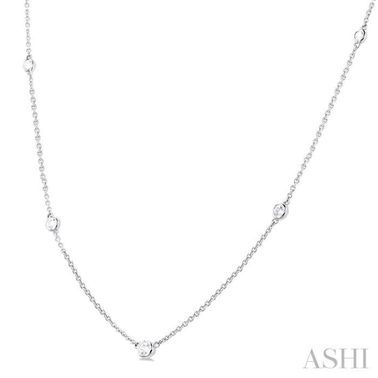 1/4 Ctw Bezel Set Round Cut Diamond Station Necklace in 14K White Gold 1/4 Ctw Bezel Set Round Cut Diamond Station Necklace in 14K White Gold