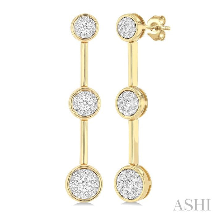 3/4 Ctw Lovebright Circular Mount & Bar Link Round Cut Diamond Fashion Earrings in 14K Yellow and White Gold 3/4 Ctw Lovebright Circular Mount & Bar Link Round Cut Diamond Fashion Earrings in 14K Yellow and White Gold