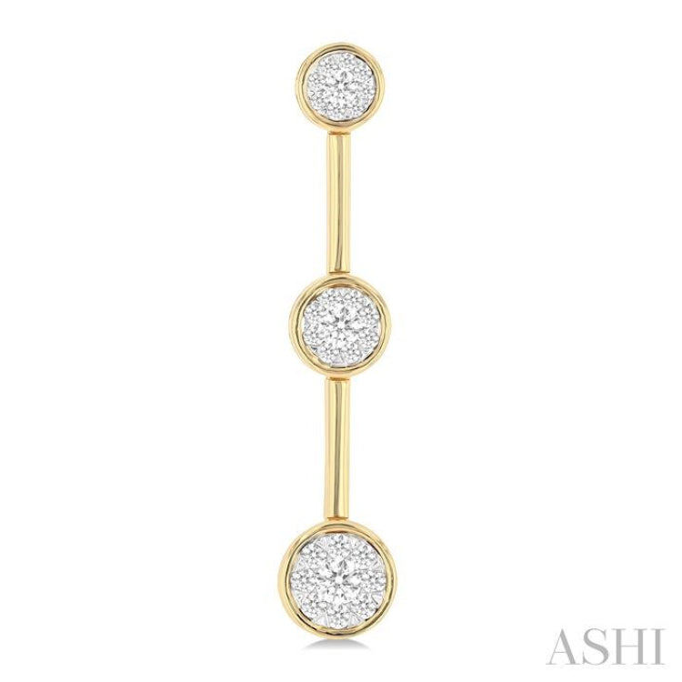3/4 Ctw Lovebright Circular Mount & Bar Link Round Cut Diamond Fashion Earrings in 14K Yellow and White Gold 3/4 Ctw Lovebright Circular Mount & Bar Link Round Cut Diamond Fashion Earrings in 14K Yellow and White Gold