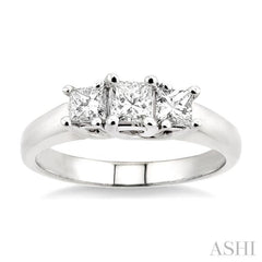 3/4 Ctw Three Stone Princess Cut Diamond Ring in 14K White Gold 3/4 Ctw Three Stone Princess Cut Diamond Ring in 14K White Gold
