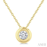 1/3 Ctw Bubble Bezel Set Round Cut Diamond Fashion Pendant With Chain in 14K Yellow Gold