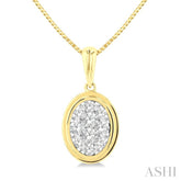 1/3 Ctw Lovebright Oval Shape Round Cut Diamond Fashion Pendant With Chain in 14K Yellow and White Gold