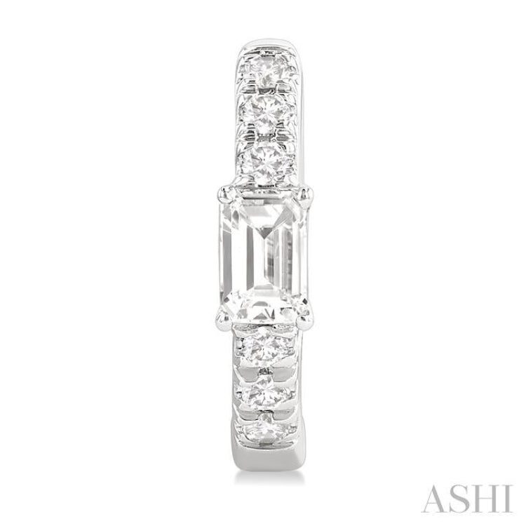 3/8 Ctw Octagon Shape and Round Cut Diamond Fashion Huggie Petite Earrings in 14K White Gold 3/8 Ctw Octagon Shape and Round Cut Diamond Fashion Huggie Petite Earrings in 14K White Gold