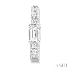 3/8 Ctw Octagon Shape and Round Cut Diamond Fashion Huggie Petite Earrings in 14K White Gold 3/8 Ctw Octagon Shape and Round Cut Diamond Fashion Huggie Petite Earrings in 14K White Gold
