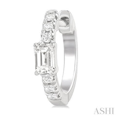 3/8 Ctw Octagon Shape and Round Cut Diamond Fashion Huggie Petite Earrings in 14K White Gold 3/8 Ctw Octagon Shape and Round Cut Diamond Fashion Huggie Petite Earrings in 14K White Gold