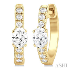 3/8 Ctw Oval Shape and Round Cut Diamond Fashion Huggie Petite Earrings in 14K Yellow Gold 3/8 Ctw Oval Shape and Round Cut Diamond Fashion Huggie Petite Earrings in 14K Yellow Gold