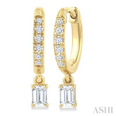 3/8 Ctw Octagon Shape and Round Cut Diamond Fashion Huggie Petite Earrings in 14K Yellow Gold