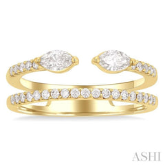1/2 Ctw Split Twin Row 2-Stone Marquise and Round Cut Diamond Fashion Ring in 14K Yellow Gold 1/2 Ctw Split Twin Row 2-Stone Marquise and Round Cut Diamond Fashion Ring in 14K Yellow Gold