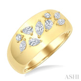 1/2 Ctw Mixed Cut Diamond Mosaic Fashion Wide Band in 14K Yellow Gold