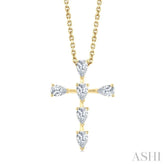 1/2 Ctw Cross 6-Stone Pear Cut Diamond Fashion Pendant With Chain in 14K Yellow Gold